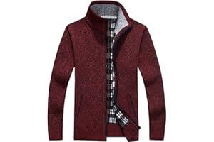 XinYangNi Men's Sweaters Full Zip Slim Thick Knitted Cardigan Sweaters Jacket with Pockets