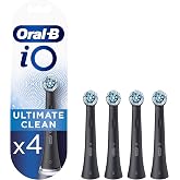 Oral-B iO Ultimate Clean Electric Toothbrush Head, Twisted &amp; Angled Bristles for Deeper Plaque Removal, Pack of 4, Suitable for Mailbox, Black