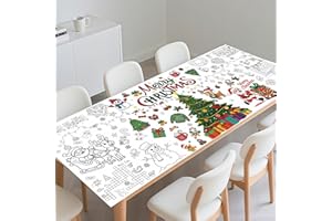 FUULOXE Giant Coloring Poster 30x72 Inch Christmas Tree Coloring Tablecloth Christmas Crafts for Kids Xmas Paper Table Cover for Classroom Activities Games Home Party Favor Supplies