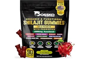 BOSSKO THE WAY TO THE TOP 3200 MG Pure Himalayan Shilajit Gummies Organic for Men & Women with Probiotics & Magnesium Ashwagnadha Chaga Turmeric Fulvic Acid 105+ Trace Minerals I Vegan Non-GMO I Lab Tested I 90 Count