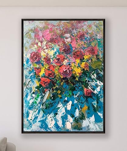 Red Roses Painting On Canvas Original Impressionist Flowers Large Wall Art Home Decor Amazon Ca Handmade