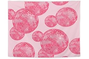 LUVADIAN Hot Pink Preppy Trendy Retro Disco Ball Aesthetic Tapestry Wall Hanging for Teen Girls Room College Dorm, Disco Ball Decor,Hot Pink Wall Decor, Pink Room Decor Aesthetic, 50x60 Inches