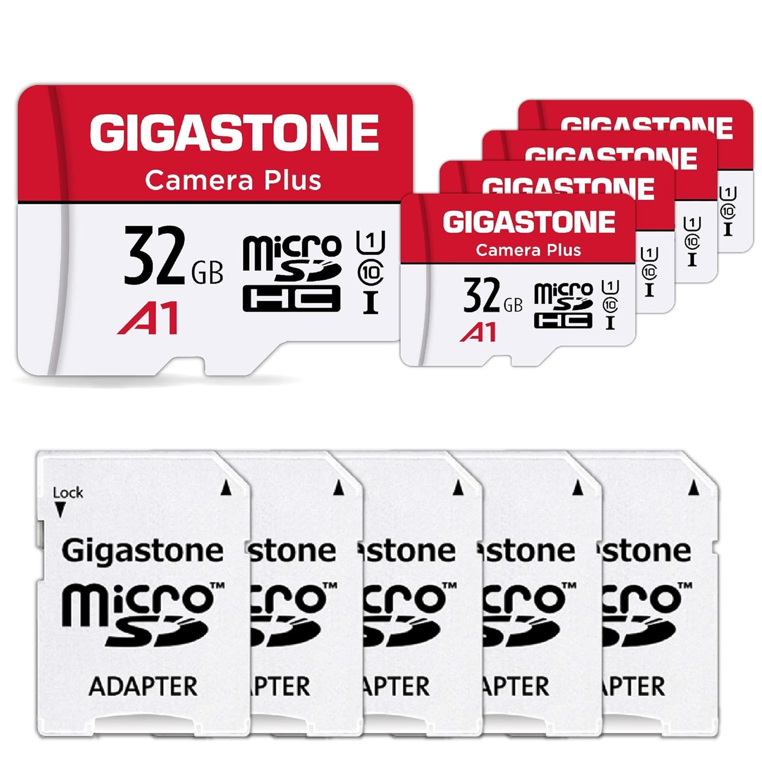 Gigastone Micro SD Card 32GB 5Pack Micro SDHC U1 C10, with Mini Case