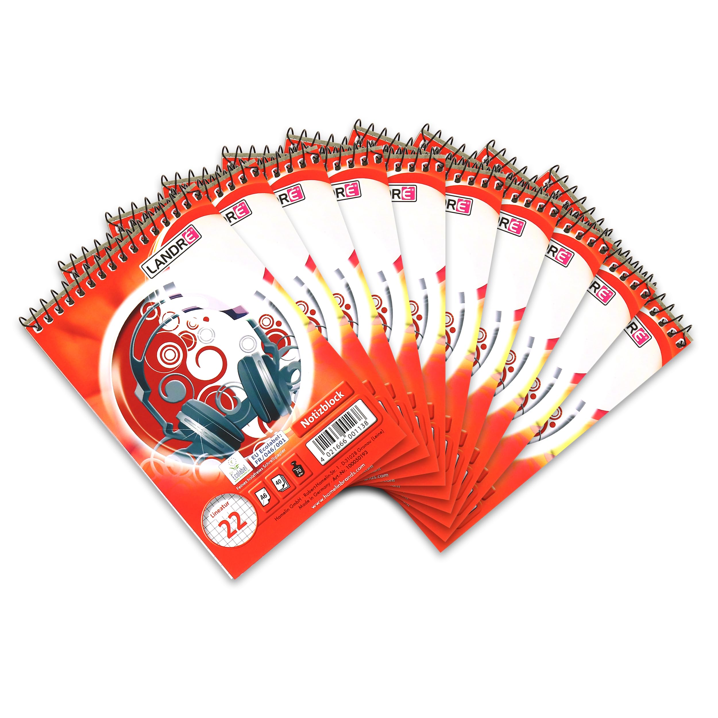 Landre A6 Squared Spiral Notebook (Pack of 10)