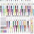 Vellibring 150 Pcs DIY Beadable Pen Kit Multicolor Bulk Ballpoint DIY Crafting Pens with 8 Colors Refills & Bags for Students Teens Teachers School Office Accessories Supplies
