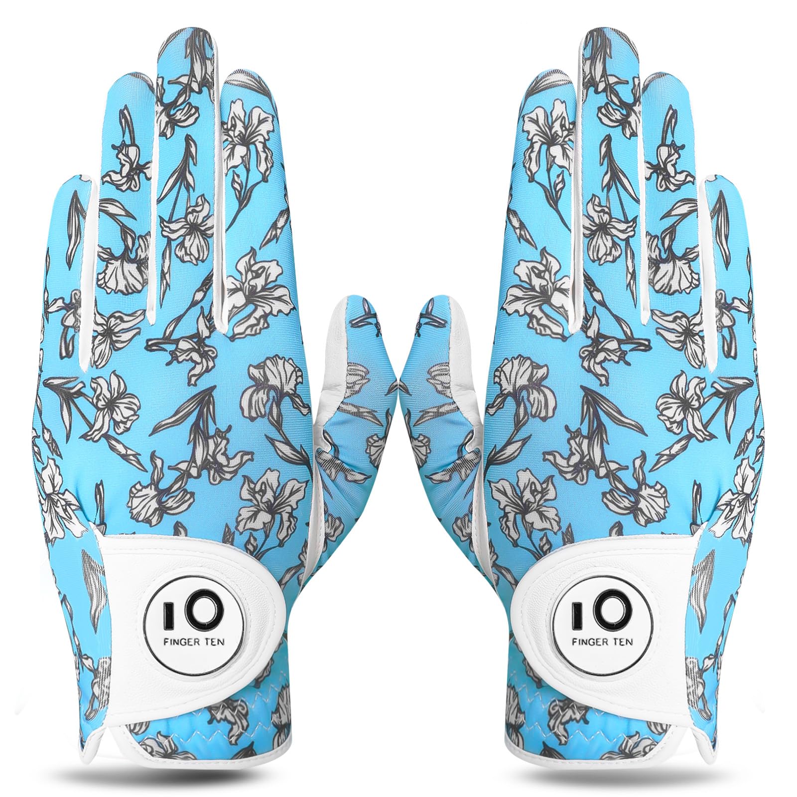 FINGER TEN Golf Gloves Ladies Pair for Left and Right Hand Leather,Golf Gloves for Women Weathersof Comfortable (Green, Small) — image 1