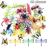 TUPARKA 49 PCS Plastic Insect Bugs Figure Toys Assorted ,Lifelike Insects Butterfly Beetle Dragonfly Model Gag Toys for Child