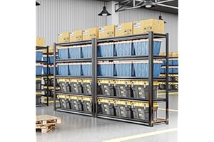 GUOMAO 72" H Adjustable Garage Shelving 2500LBS Storage Shelves 5-Tier Heavy Duty Metal Shelves Organization Utility Industrial Shelves Rack for Garage Warehouse Pantry Basement,Black (19.6" D×59" W×72" H)