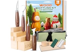 IMYMEE Wood Whittling Kit for Beginners-Complete Whittling Set with 4pcs Wood Carving Knives & 8pcs Basswood Wood Blocks-Perf