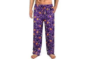 Wenouy Mens Halloween Pajama Pants,Novelty Funny Soft Pj Sleep Lounge Bottoms with Pockets & Drawstring