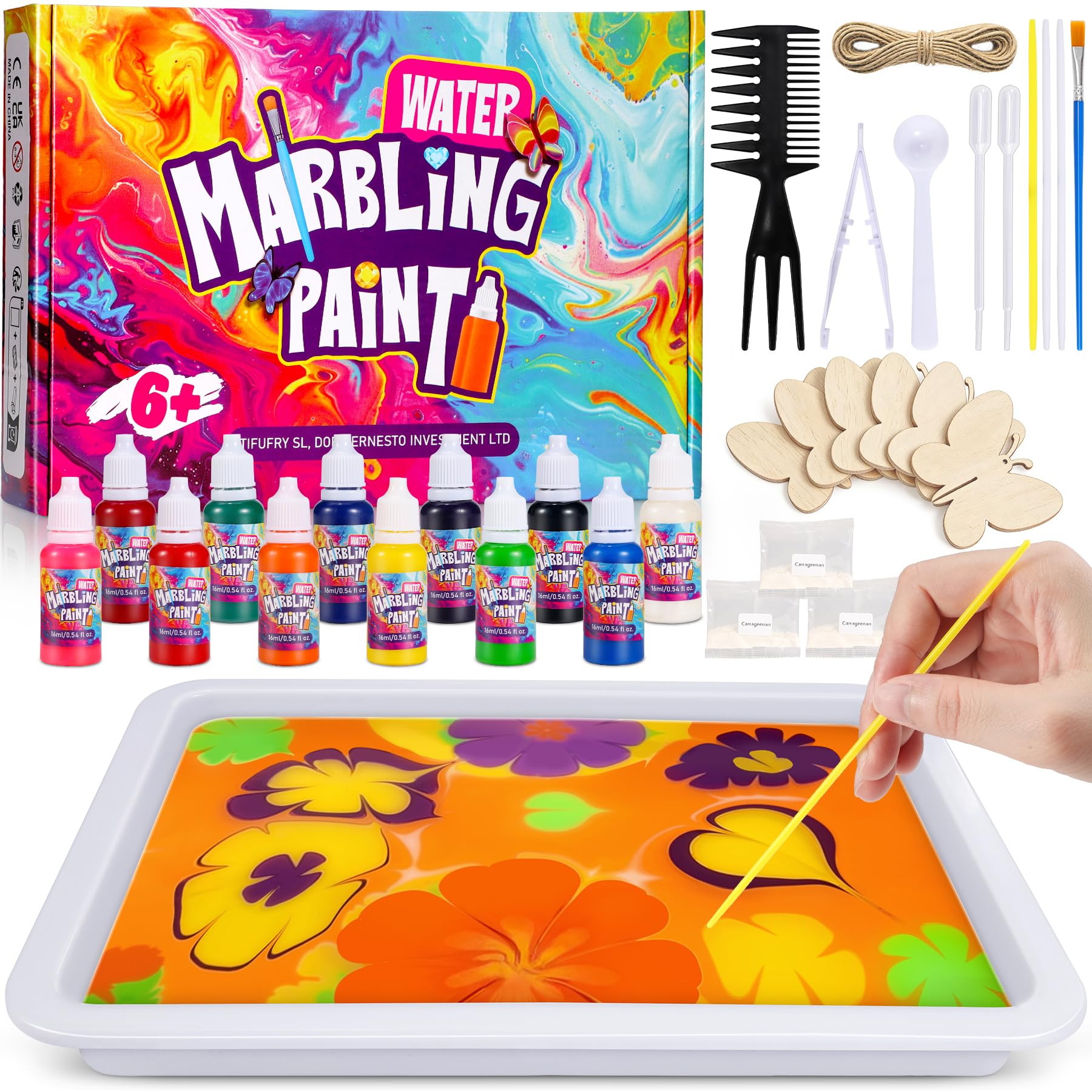 Lovchil Water Marbling Paint Kit for Kids, Arts and Crafts for Kids 6-12 Toys for 7-12 Year Old Girls Gift Paint Craft Kits for Kid 6 7 8 9 10 11 12 Year Old Girls Boys Birthday Gift DIY Ideas