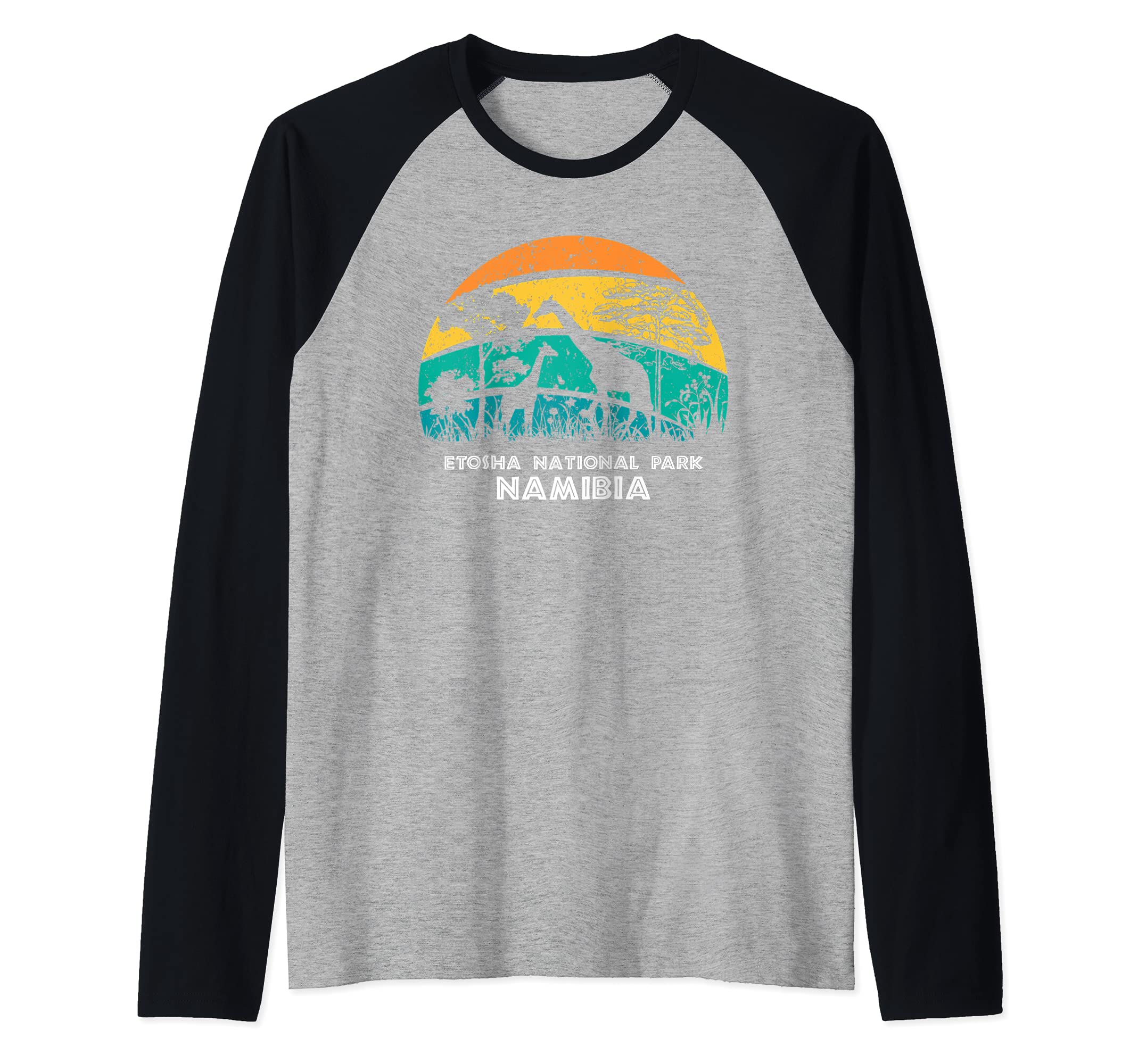 Vintage Retro Etosha National Park, Namibia Africa Safari Gi Raglan Baseball Tee