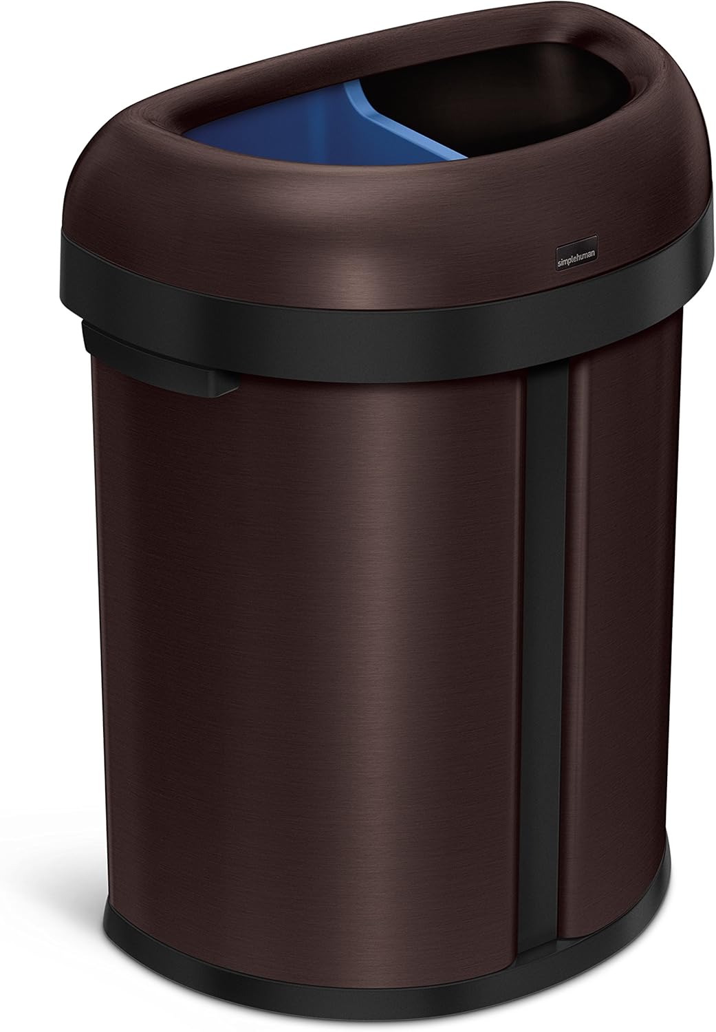 simplehuman 66 Liter / 17.4 Gallon Dual Compartment Recycler SemiRound Open