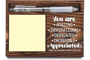 FTONENI Employee Appreciation Gifts, Thank You Gifts, Inspirational Gifts, Sticky Note Holder, Post-it Note Dispenser for Desk, Wooden Post-it Note & Pen Holder 6.5" x 4.7" - FTA104