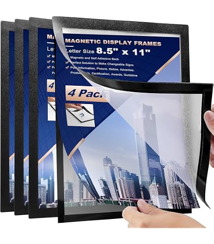 10-Pack 8.5x11 Magnetic Sign Holders - Reusable Document Frames For Metal Surfaces, Vertical Display