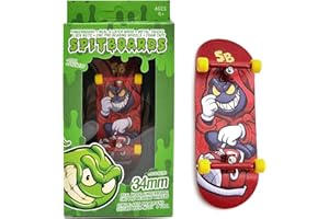 SPITBOARDS® 34mm x 96mm Pro Fingerboard Set-Up (Complete) | Real Wood Deck | Pro Trucks with Lock-Nuts and Pro Bushings | Polyurethane Pro Wheels with Bearings | Red Hoody