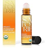 Satorie Organic Castor & Frankincense Oil with Rose Quartz Rollerball - USDA Certified Essential Blend Oil Roll-On, Time Eraser Rollerball, for Face, Under Eyes, Anti-aging, Dark Circles