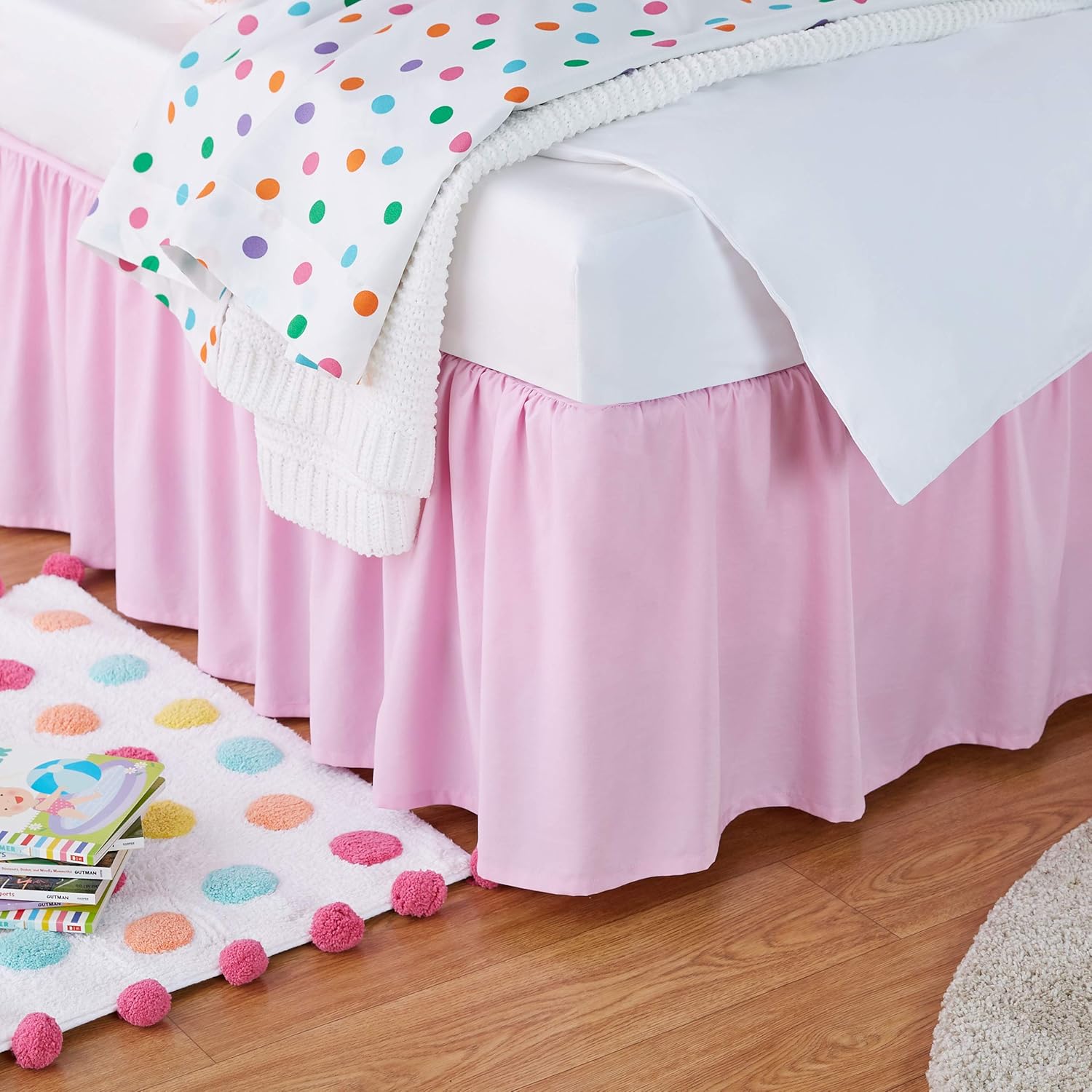 Amazon Com Amazon Basics Kids Ruffled Bed Skirt Twin Bubblegum Pink Home Kitchen