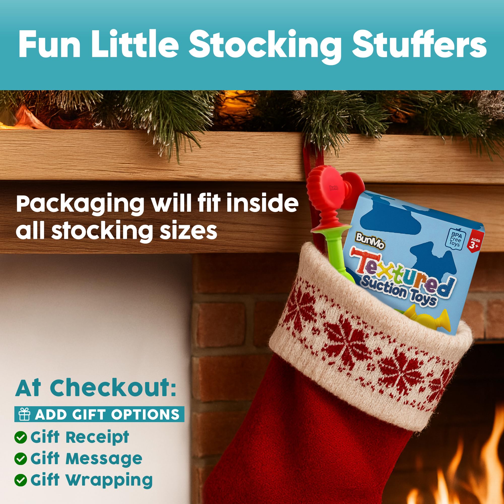 BUNMO Stocking Stuffers for Kids - Toddler Suction Bath Toys - Connect, Build, Create - Toddler Stocking Stuffers - Fine Motor Skills - Stimulating Sensory Fun - Textured 10 Pack
