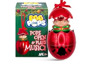 KAMHI WORLD Musical Christmas Tree Ornament, Pops Open to Reveal a Festive Figure & Plays Jingle Bells, 2024 Christmas Ornament, Holiday Decor, White Elephant Gifts, Xmas Decoration for Kids (Elf Egg Pops)