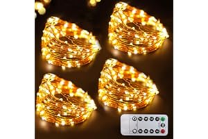 Bright Zeal 66 Ft 200 LED 8 Mode Christmas Fairy Lights Battery Operated with Remote - Warm White Multifunction Christmas Lights with Timer -Dimmable Flashing Chasing Twinkle Christmas Lights Outdoor