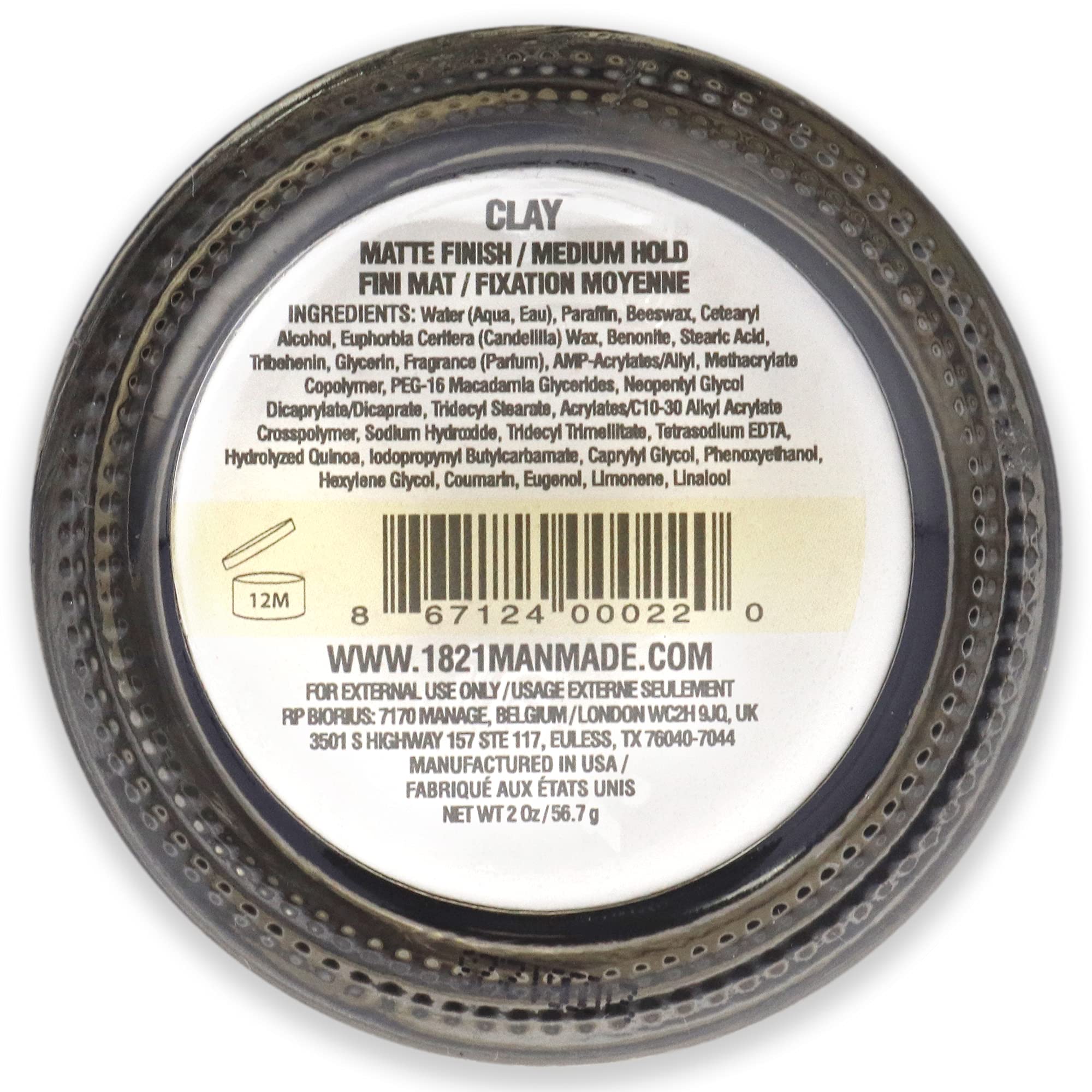 18.21 Man Made Hair Styling Products Pomade, Wax, Clay & Paste, 2 oz