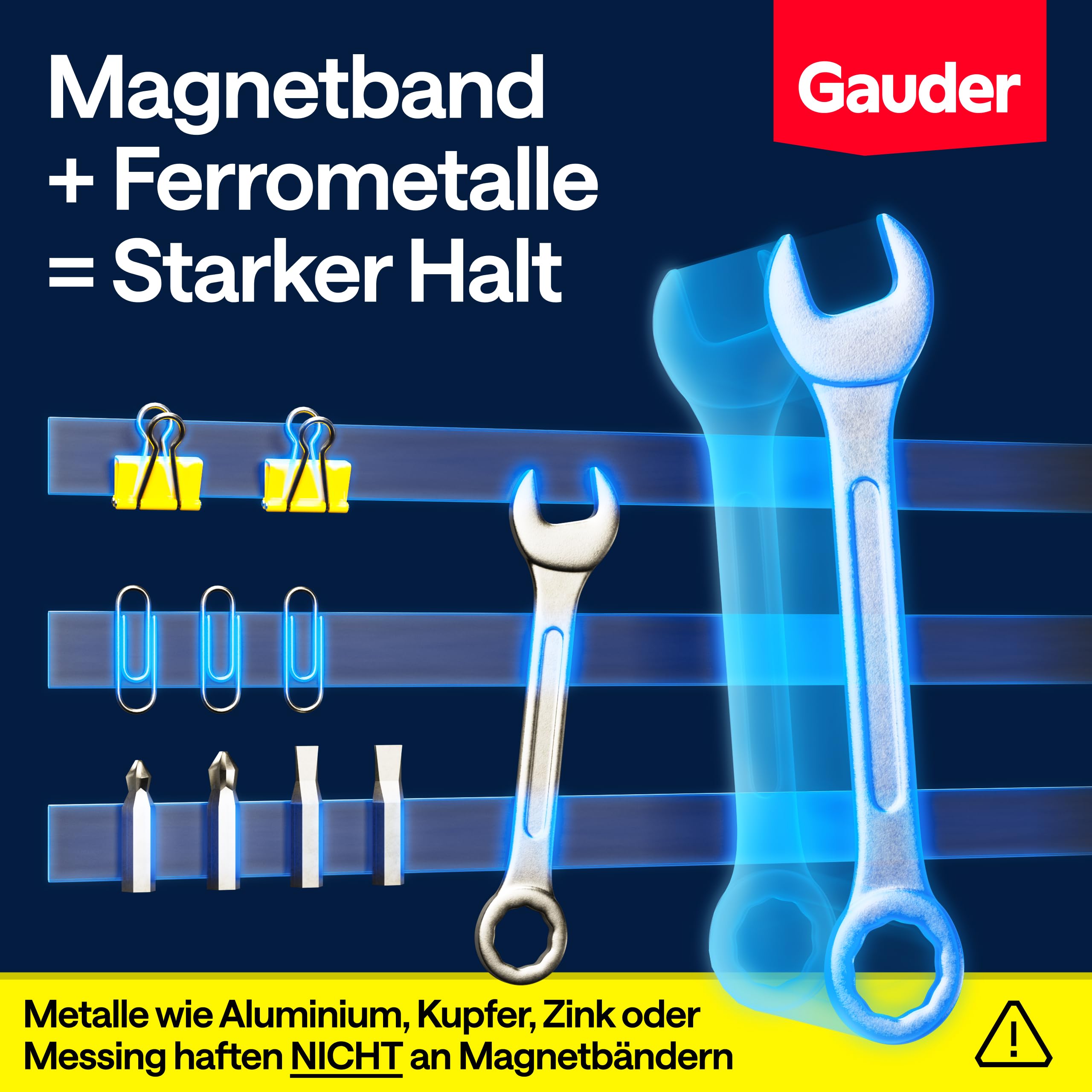 GAUDER Magnetband selbstklebend stark - Magnetstreifen selbstklebend stark - Magnetklebeband zuschneidbar mit optimaler Haftkraft - Klebemagnete mit hoher Magnetkraft - Magnet Klebeband (3 m x 15 mm) 4