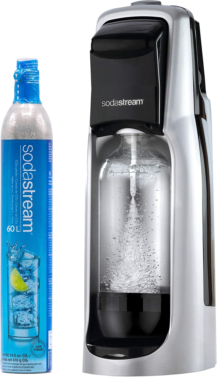 SodaStream Jet Sparkling Water Maker (Silver), with CO2 and