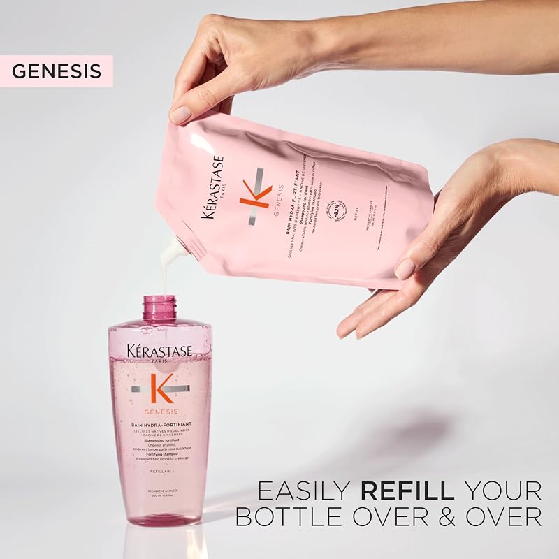 KERASTASE Genesis - Bain Hydra-Fortifiant - Shampoing Anti-Chute - -97 % de Chute de Cheveux due à la Casse au Brossage* - À l'Aminexil - Sans Silicone - Cheveux Fins, Cassants & Affaiblis