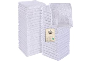 Utopia Towels 60 Pack Cotton Washcloths Set, 100% Ring Spun Cotton, Premium Flannel Face Cloths, Highly Absorbent and Soft Feel Fingertip Towels, White