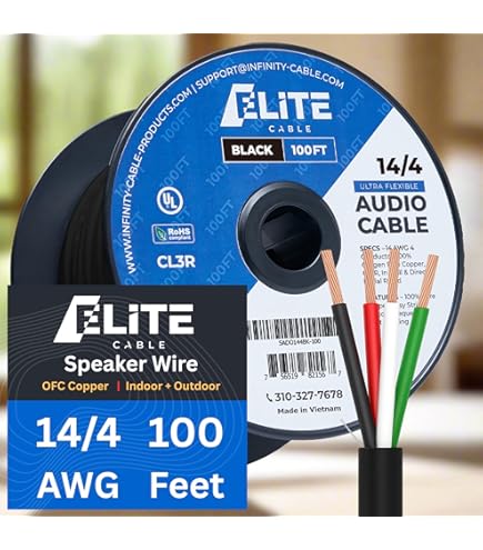 Genie's Poems Cavo Per Diffusori 14AWG (30,5 M) – 4 Conduttori In Rame OFC – Certificato UL CL3 Per Interramento E Installazione A Muro