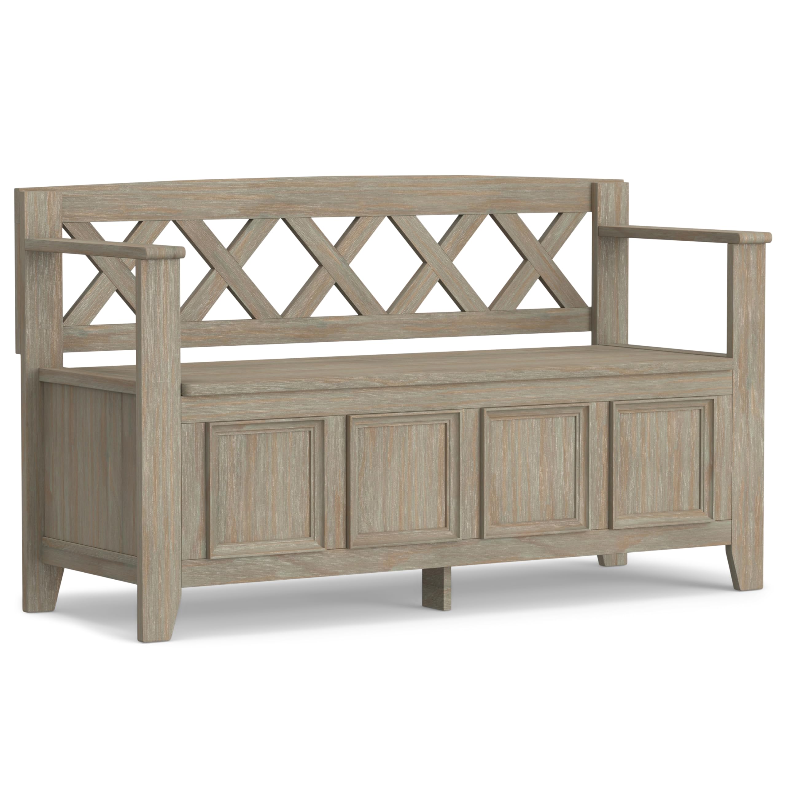 Photo 1 of *MINOR DAMAGE - USED*
SIMPLIHOME Amherst Entryway Storage Bench - 48 inch Wide Solid Wood Hallway Seat in Distressed Grey, Transitional Bench for Entryway or Living Room with Lift-Up Lid and Spacious Storage