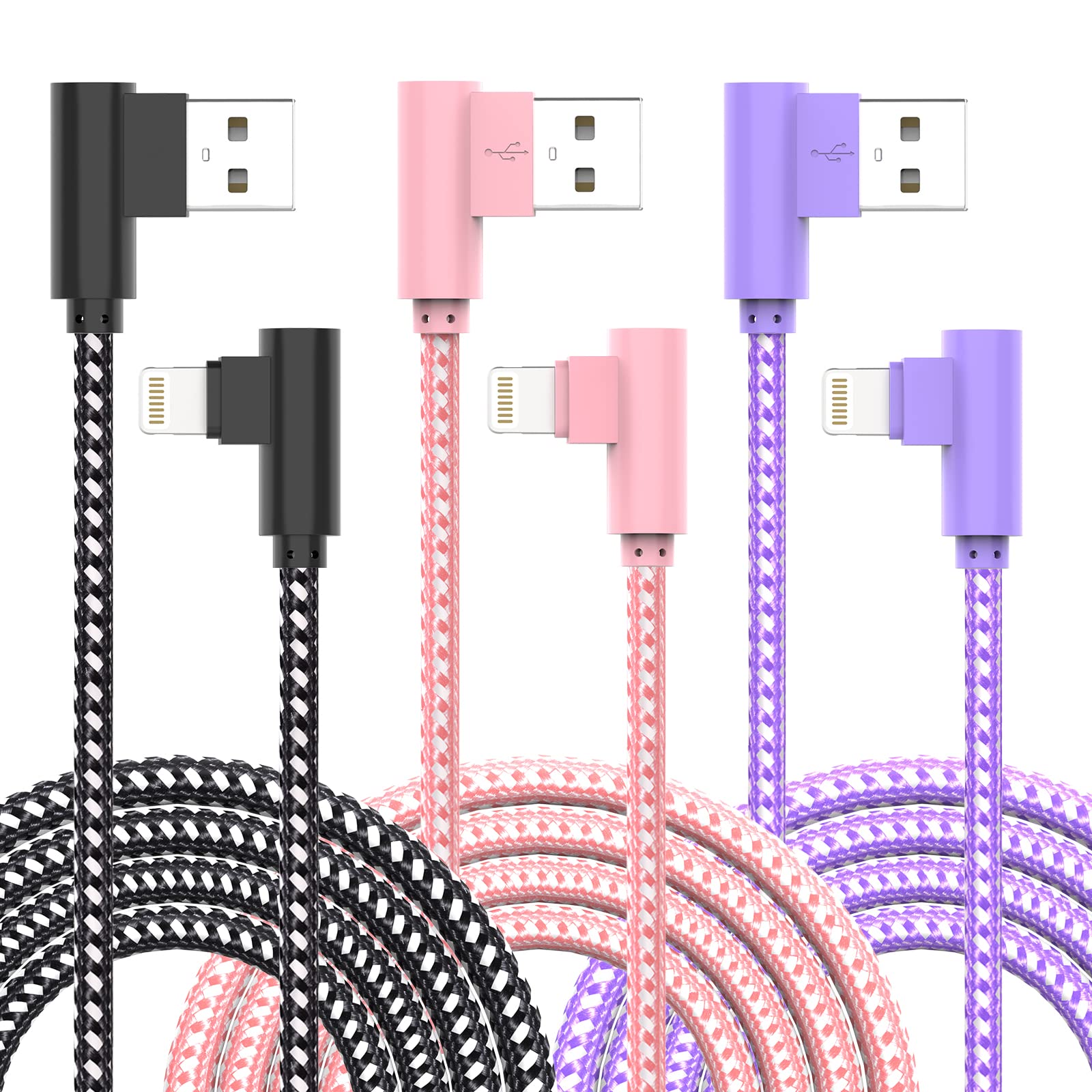 Photo 1 of iPhone Charger Cord Lightning Cable 6 ft 3 Pack iPhone Charging Cable Long iPhone 11 Charger 6ft [Apple Certified] Nylon Braided Fast Charging for 13 mini/13/12/11 Pro MAX/XR/XS/8/7/Plus/6S/SE/iPad…