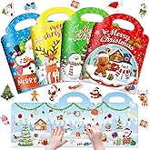 4 Sets Christmas Reusable Sticker Book for Toddlers 1-3, Activity Sticker Books for Toddlers 2-4 Years, Jelly Stickers Crafts for Kids 3-5, Christmas Gifts for Grandkids Girls Boys, Baby Travel Toys