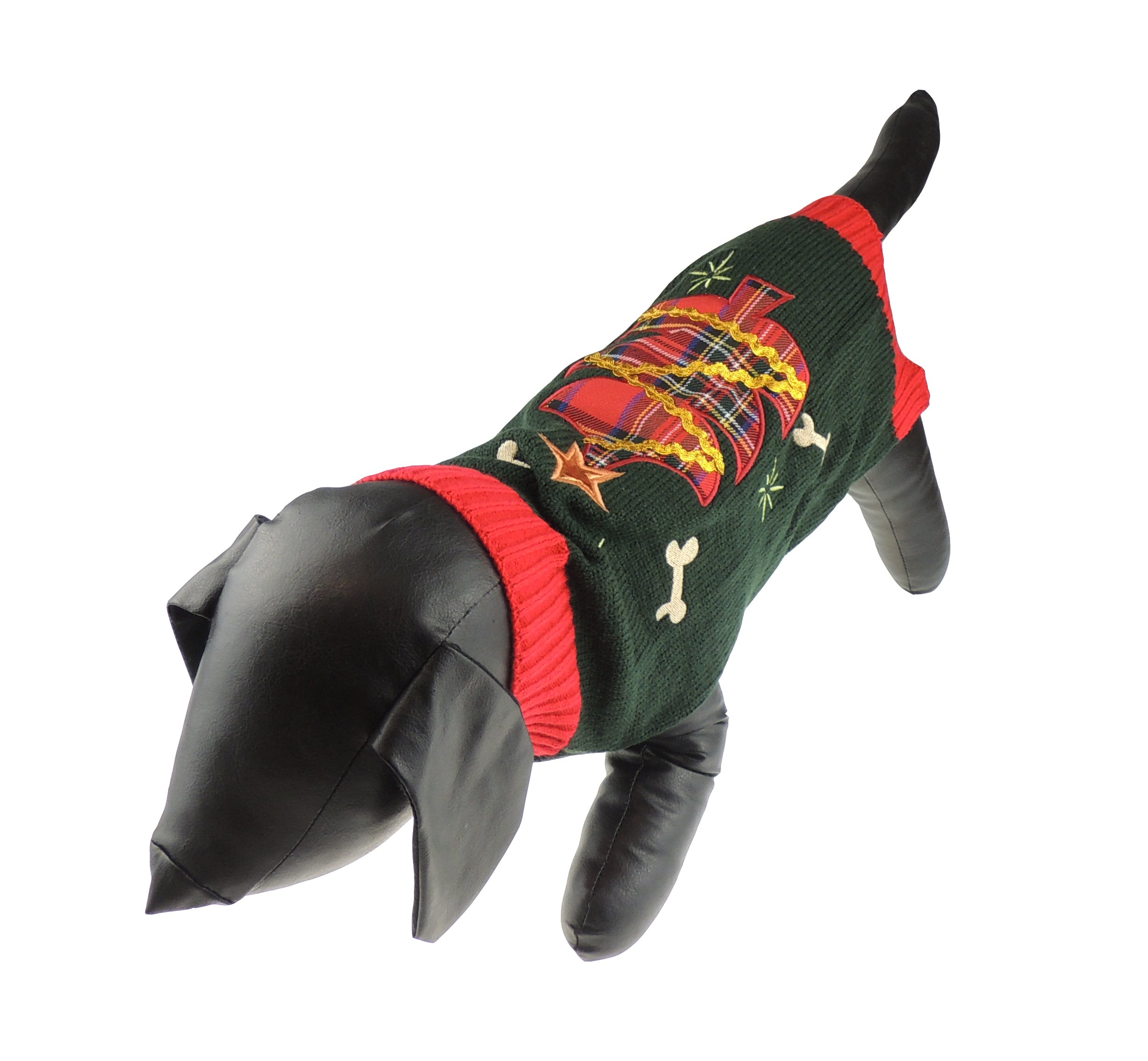 Cute Funny SMALL DOG ONLY Doggie Puppy Kitten Cat Christmas Xmas Outfit Warm Winter Girl Boy Jumper Coat Clothes Hoodies Costume Ideas Pullover Sweater Green Red Tartan Plaid Tree M