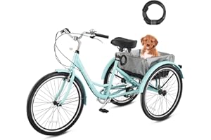 Viribus Adult Tricycle, 7 Speed Tricycle for Adults with Lock and Dual Chains, 3 Wheel Bikes for Adults, Adult Tricycles for Women Men Seniors, Adult Trike, 24 26 inch Three Wheel Bikes 400 lb.