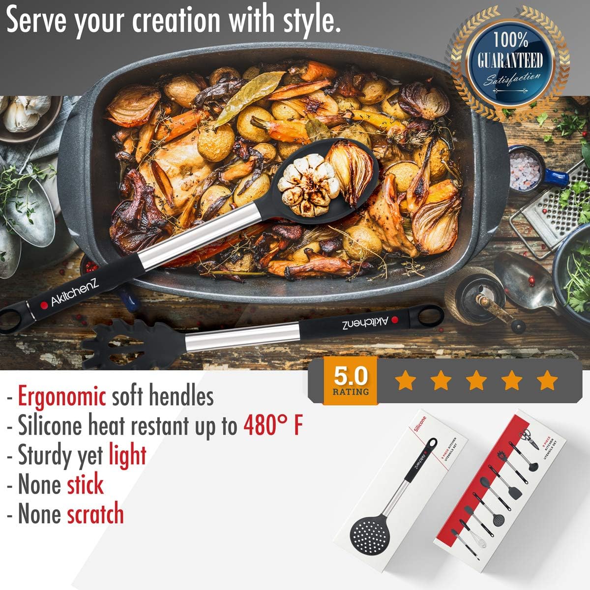 Kitchen Utensil Set 9 Kitchen Tool Set Silicone & Stainless Steel Utensils Heat Resistant Utensils Set Spatula Whisk Tongs Cooking Utensil Set Spoon Utensils Shears Kitchen Tools For Gift: Kitchen & Dining