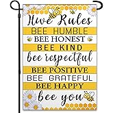 Summer Garden Flags for Outside 12x18 Double Sided Summer Hive Rules Garden Flags Bee Daisy Garden Flag for Outdoor Indoor House Yard Signs Decor