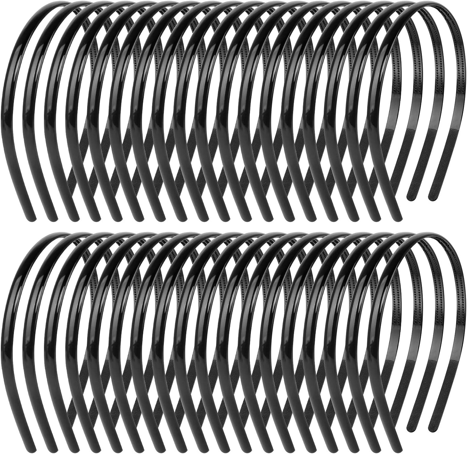 36 Pieces Plastic Headbands, Black Hairband Plastic Plain Headband Hair Hoop Headbands DIY Hair Accessories with Teeth for Women Girls