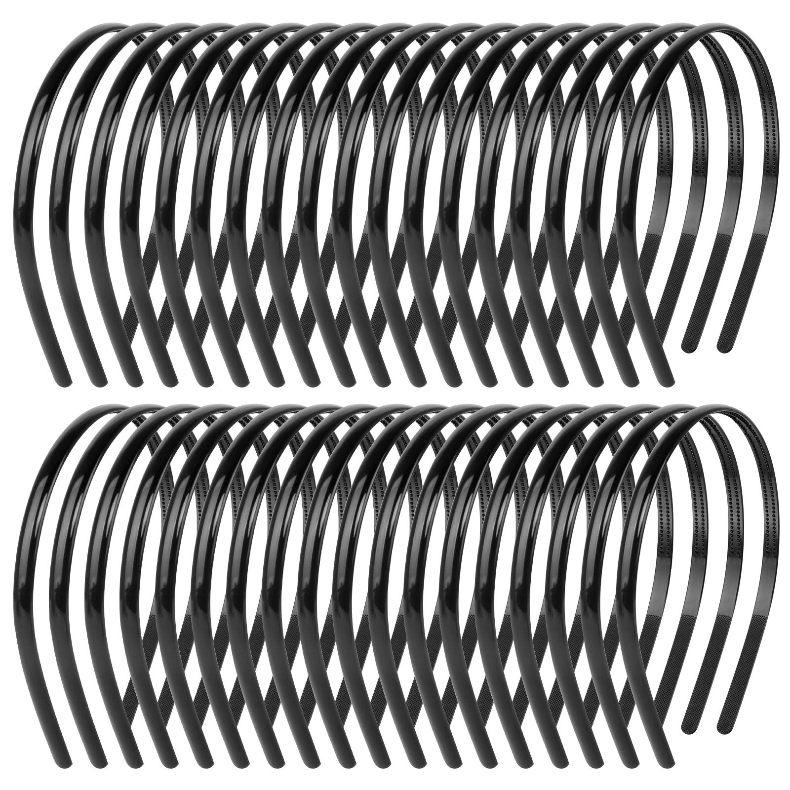 36 Pieces Plastic Headbands, Black Hairband Plastic Plain Headband Hair Hoop Headbands DIY Hair Accessories with Teeth for Women Girls