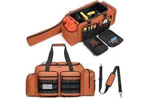 SLINRKE Chainsaw Carrying Case - Tactical Style Waterproof Storage Bag for EGO, Dewalt, Greenworks 14 & 16 & 18 Inch Power Chainsaw & Accessories, Bag Only (Orange)