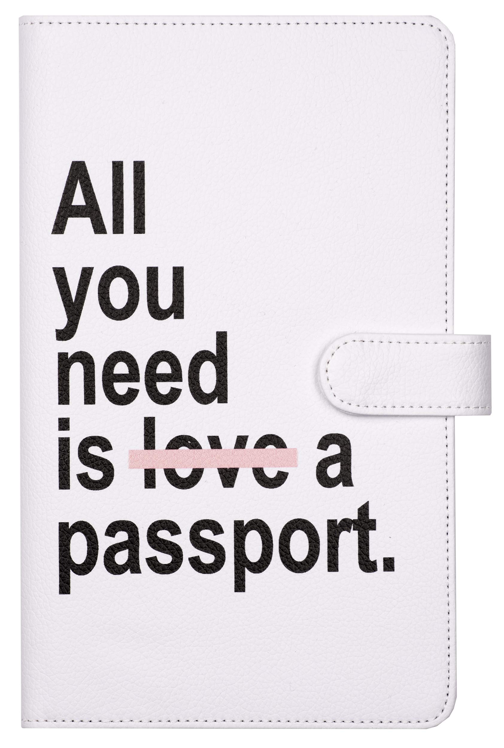 Vivid Hue - Adults' Unisex Classic Passport Wallet with Coin Pocket - White, Letter Print