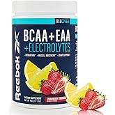 Reebok REECover Amino Acids + Electrolytes | 8g EAAs, 5g BCAAs, Hydration Matrix | Muscle Recovery, Strength | Post-Workout Support | 30 Servings | Strawberry Lemonade