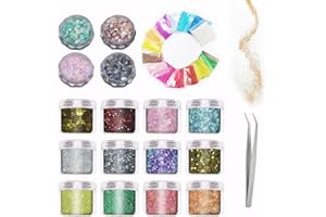 DERJDISF Glitter - 31 Pieces Nail Arts Cosmetic Glitter Set, Glitter Set for Slime Add Ins & Glitter Makeup, A Fine & Chunky 