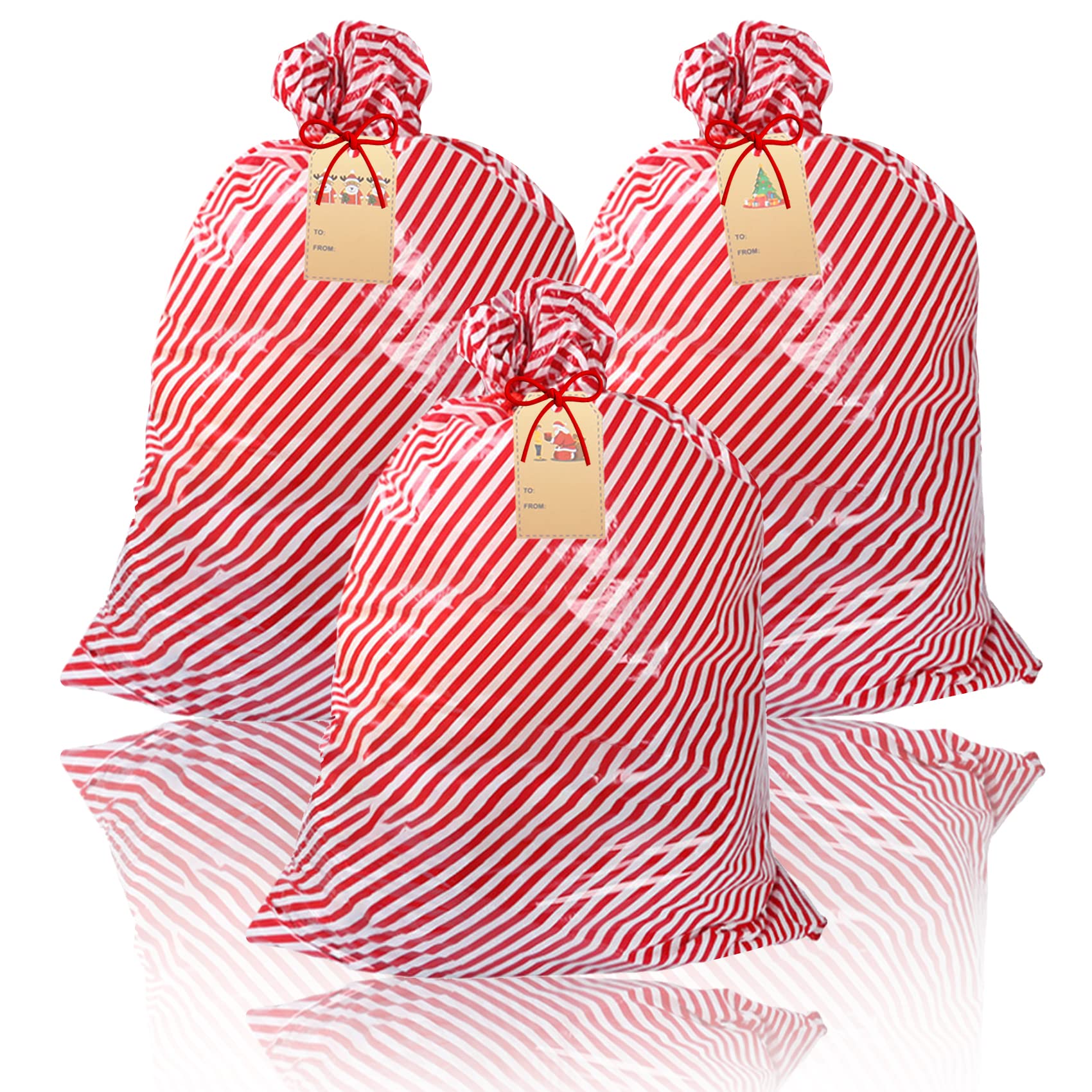 3 Pack Jumbo Gift Bags, 56× 36 inches Extra Large Plastic Gift Bag with Gift Tags and String Ties, Giant Gift Bags for Present Christmas, Birthday, Holiday, Baby Shower