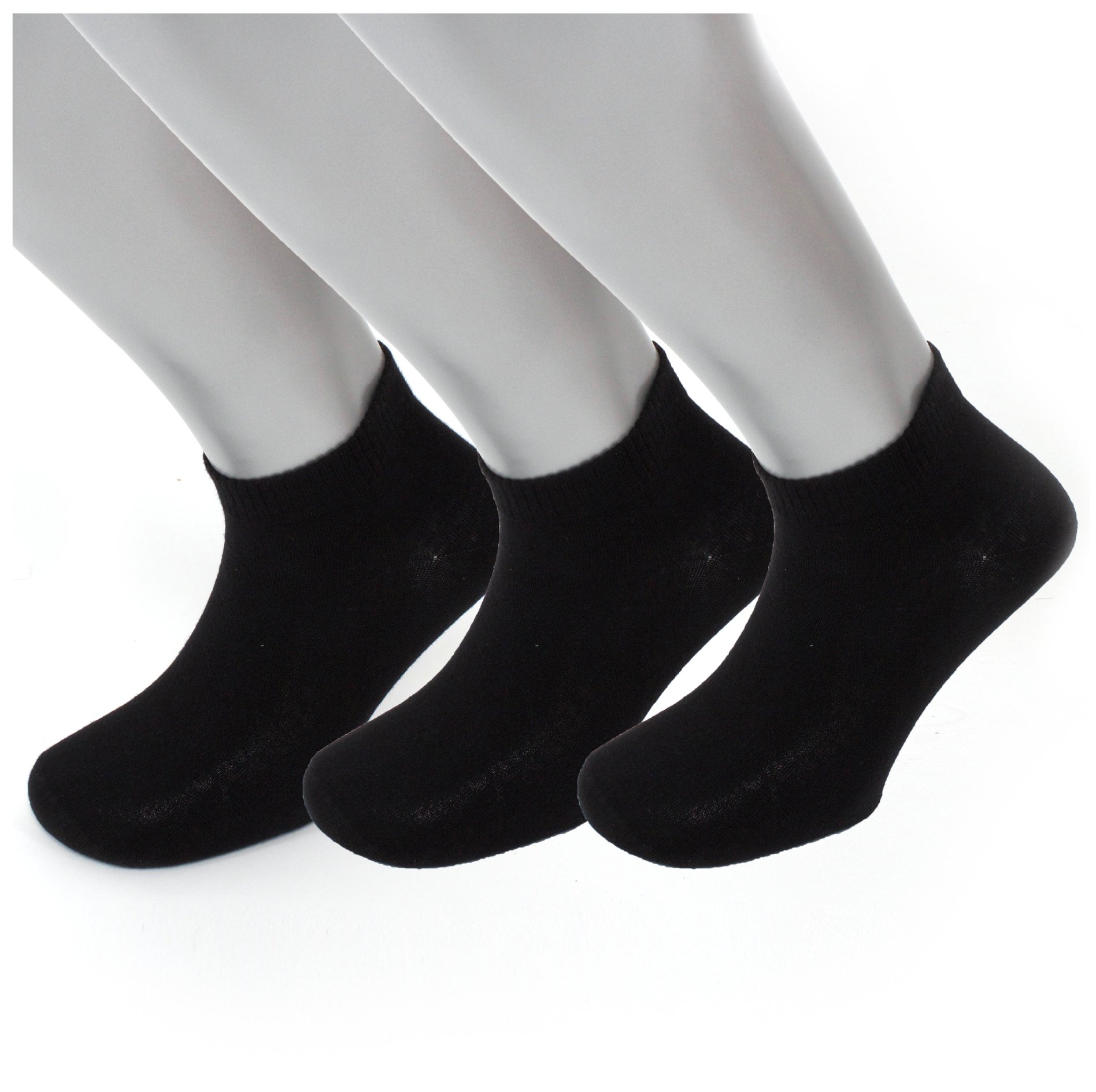 Diabetic Socks Mens Black Crew 3 Pack Seamless Toe Size