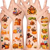 120+ PCS Thanksgiving Temporary Tattoos For Kids, Holiday Party Favors | Thanksgiving Tattoo Stickers For Family Gatherings, Goodie Bags, Classroom Prizes, Fall Events And Holiday Celebrations