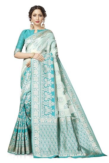 Divaastha Light Blue Cotton Floral Print Saree with Blouse Piece (APP0023LIGHTBLUE)