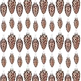 Sliner 48 Pcs Christmas Pinecone Ornament Glass Pinecone Bulk for Christmas Tree 3 Sizes Glass Ornament Fall Hanging Pine Cone Pendants for Winter Xmas Fall DIY Craft Decor(Golden Brown)