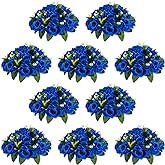 NUPTIO Flower Ball Arrangement Bouquet - 10 Pcs 9.5 inch Diameter Royal Blue Fake Flowers Roses Balls for Centerpieces Tables - Artificial Rose Arrangements for Wedding Centerpiece Table Decorations